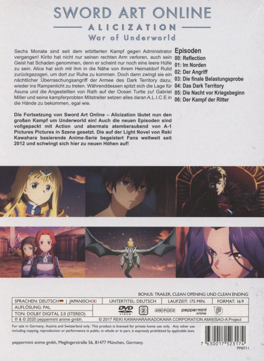 Produktbild: Sword Art Online: Alicization - War of Underworld - Staffel 3 - Vol.1 [2 DVDs]