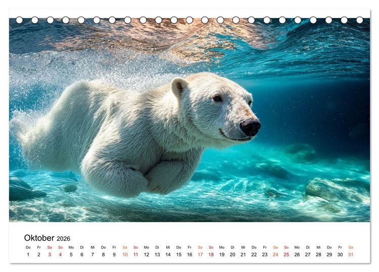 Produktbild: Eisb&auml;ren - die Stimme der Wildnis (Tischkalender 2026 DIN A5 quer), CALVENDO Monatskalender