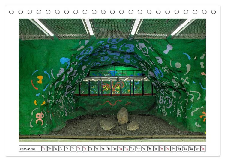 Produktbild: Stockholms Metrostationen - Bunte Meisterwerke im Untergrund (Tischkalender 2026 DIN A5 quer), CALVENDO Monatskalender