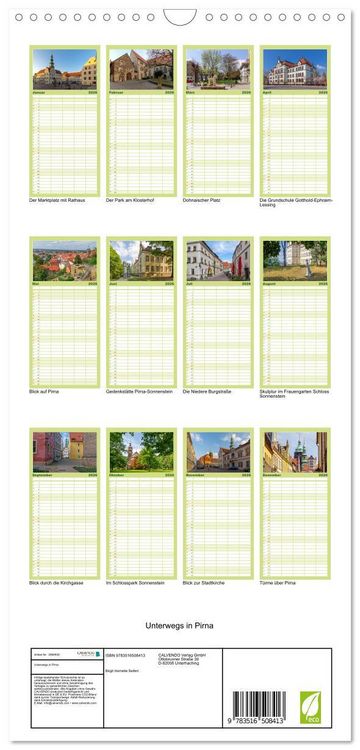 Produktbild: Familienplaner 2026 - Unterwegs in Pirna mit 5 Spalten (Wandkalender, 21 x 45 cm) CALVENDO