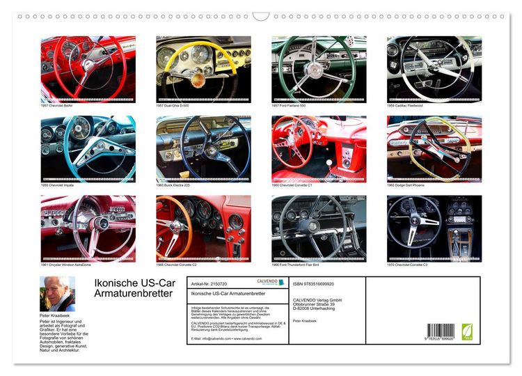 Produktbild: Ikonische US-Car Armaturenbretter (Wandkalender 2026 DIN A2 quer), CALVENDO Monatskalender