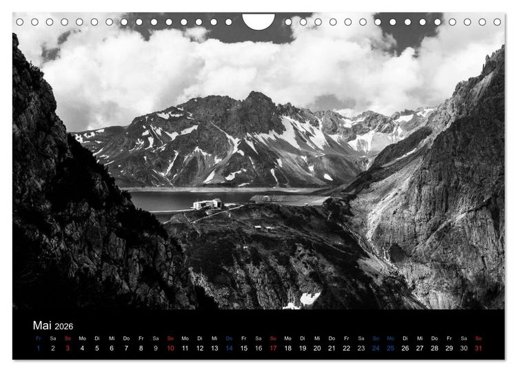 Produktbild: BERGE IN SCHWARZ WEISS (Wandkalender 2026 DIN A4 quer), CALVENDO Monatskalender