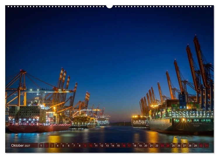 Produktbild: Magic Nights Containerschiffe (hochwertiger Premium Wandkalender 2027 DIN A2 quer), Kunstdruck in Hochglanz