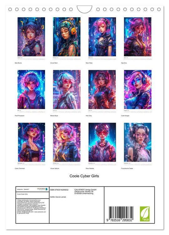 Produktbild: Coole Cyber Girls (Wandkalender 2026 DIN A4 hoch), CALVENDO Monatskalender