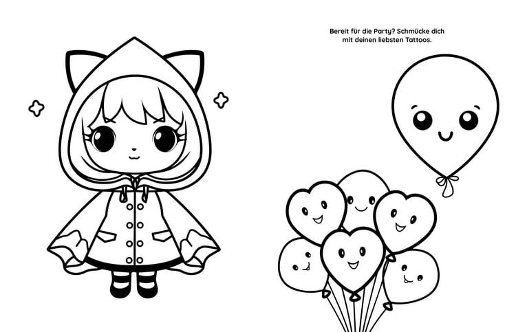 Produktbild: Malbuch Kawaii mit 45 Tattoos