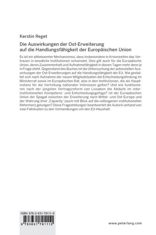 Produktbild: Die Auswirkungen der Ost-Erweiterung auf die Handlungsf&auml;higkeit der Europ&auml;ischen Union