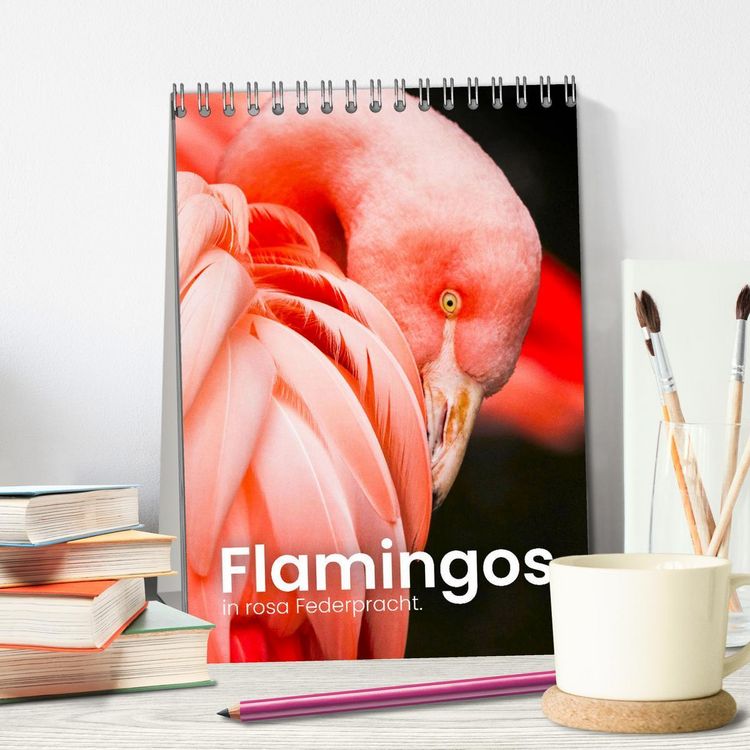 Produktbild: Flamingos in rosa Federpracht. (Tischkalender 2026 DIN A5 hoch), CALVENDO Monatskalender