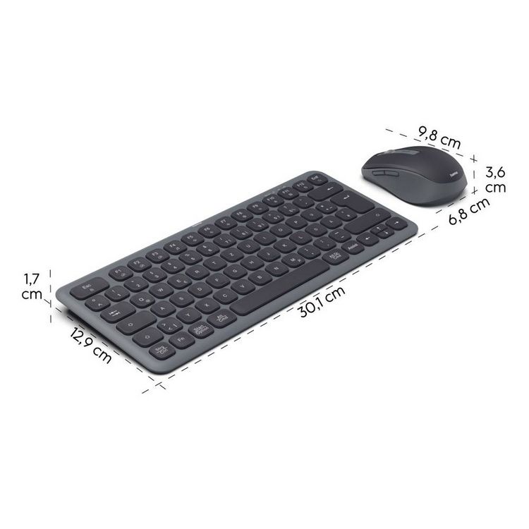 Produktbild: Hama WKM-500 Bluetooth&reg; Tastatur, Maus-Set Deutsch, QWERTZ Schwarz