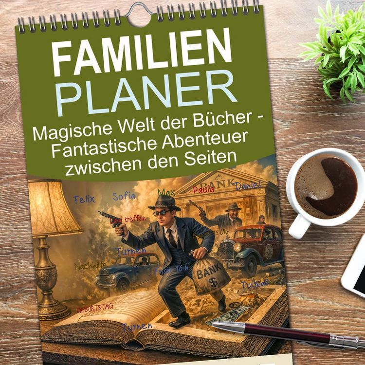 Produktbild: Familienplaner 2026 - Magische Welt der B&uuml;cher - Fantastische Abenteuer zwischen den Seiten mit 5 Spalten (Wandkalender, 21 x 45 cm) CALVENDO