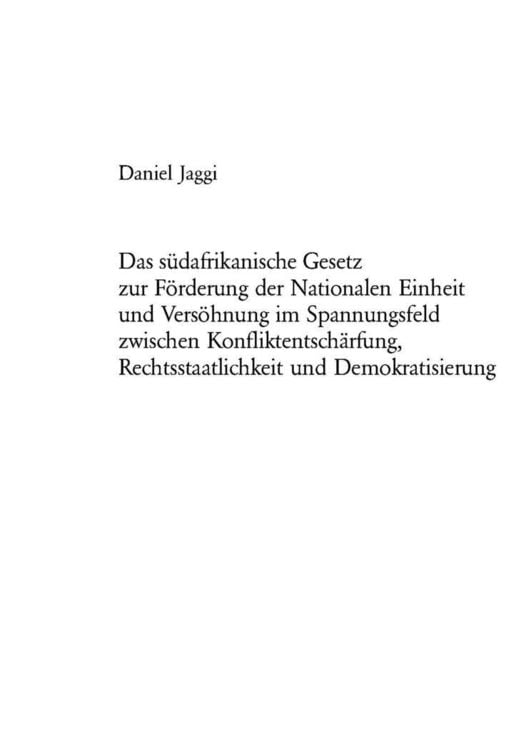 Produktbild: Jaggi, D: Das südafrikanische Gesetz zur Förderung der Natio