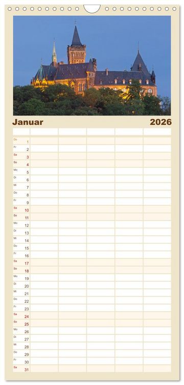 Produktbild: Familienplaner 2026 - Burgen und Schl&ouml;sser - Zeugnisse vergangener Zeiten mit 5 Spalten (Wandkalender, 21 x 45 cm) CALVENDO