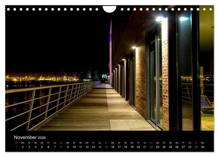 Produktbild: hamburg - night views (Wandkalender 2026 DIN A4 quer), CALVENDO Monatskalender