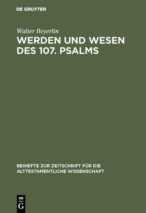 Produktbild: Werden und Wesen des 107. Psalms