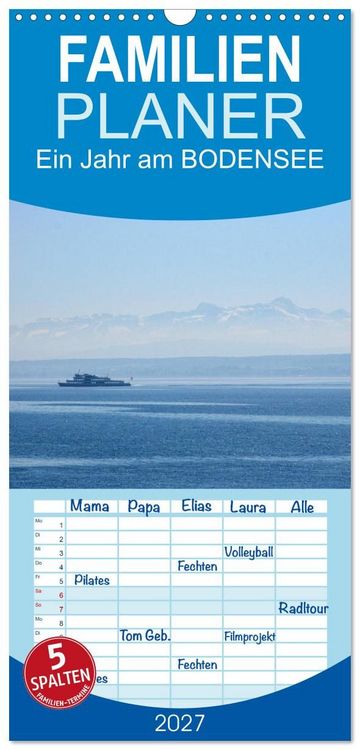 Produktbild: Familienplaner 2027 - Ein Jahr am BODENSEE mit 5 Spalten (Wandkalender, 21 x 45 cm) CALVENDO