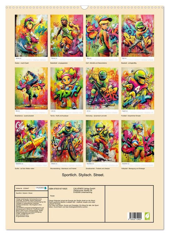 Produktbild: Sportlich. Stylisch. Street. (Wandkalender 2026 DIN A2 hoch), CALVENDO Monatskalender