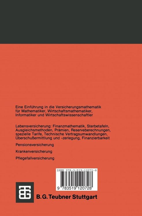 Produktbild: Versicherungsmathematik I. Personenversicherung