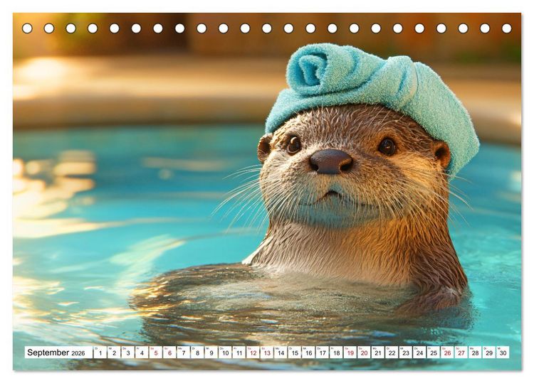Produktbild: Otterwegs - 12 Monate tierischer Urlaubsspa&szlig; (Tischkalender 2026 DIN A5 quer), CALVENDO Monatskalender