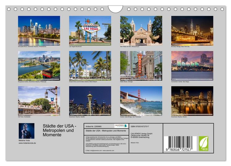 Produktbild: St&auml;dte der USA - Metropolen und Momente (Wandkalender 2026 DIN A4 quer), CALVENDO Monatskalender