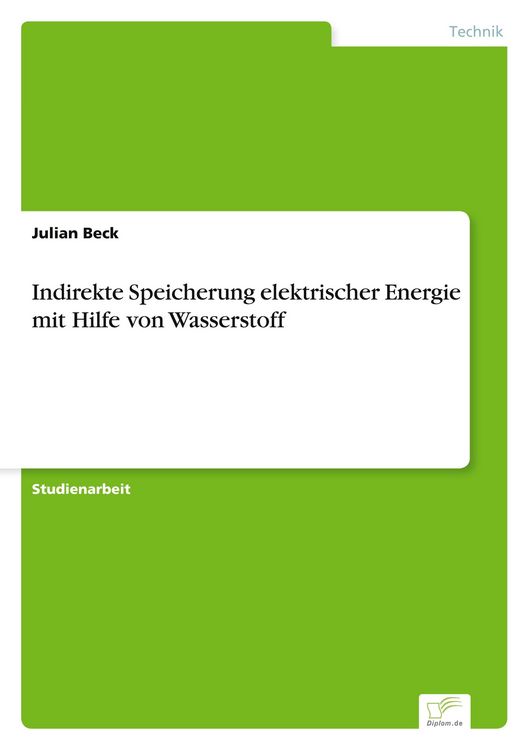 Produktbild: Indirekte Speicherung elektrischer Energie mit Hilfe von Wasserstoff