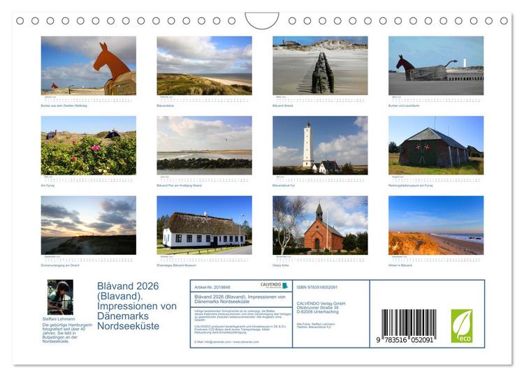 Produktbild: Bl&aring;vand 2026 (Blavand). Impressionen von D&auml;nemarks Nordseek&uuml;ste (Wandkalender 2026 DIN A4 quer), CALVENDO Monatskalender