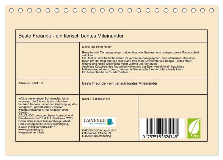 Produktbild: Beste Freunde - ein tierisch buntes Miteinander (Tischkalender 2027 DIN A5 quer), CALVENDO Monatskalender