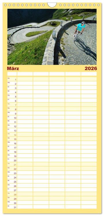 Produktbild: Familienplaner 2026 - Alpenp&auml;sse auf dem Rennrad Vol. 1 mit 5 Spalten (Wandkalender, 21 x 45 cm) CALVENDO
