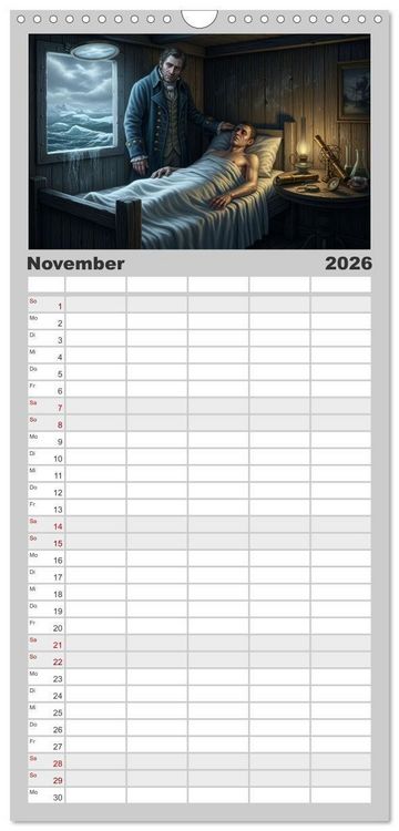 Produktbild: Familienplaner 2026 - Victor Frankenstein und seine Sch&ouml;pfung mit 5 Spalten (Wandkalender, 21 x 45 cm) CALVENDO