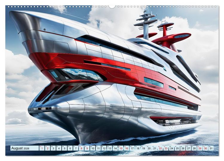Produktbild: Wogen der Zukunft - Futuristische Jachten (hochwertiger Premium Wandkalender 2026 DIN A2 quer), Kunstdruck in Hochglanz