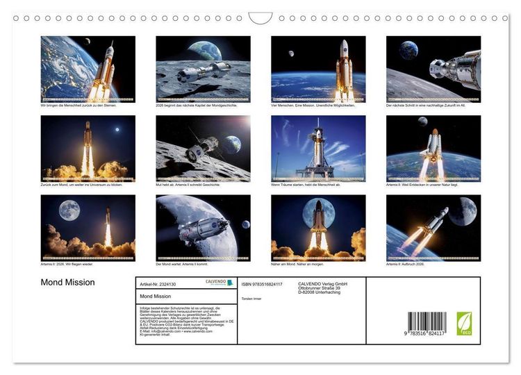 Produktbild: Mond Mission (Wandkalender 2027 DIN A3 quer), CALVENDO Monatskalender