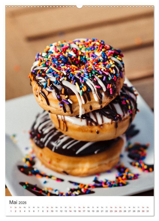 Produktbild: Donuts - Die runden Gaumenfreuden. (Wandkalender 2026 DIN A2 hoch), CALVENDO Monatskalender