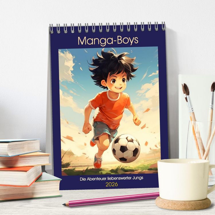 Produktbild: Manga-Boys. Die Abenteuer liebenswerter Jungs (Tischkalender 2026 DIN A5 hoch), CALVENDO Monatskalender