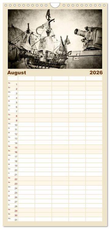 Produktbild: Familienplaner 2026 - Retro mit 5 Spalten (Wandkalender, 21 x 45 cm) CALVENDO