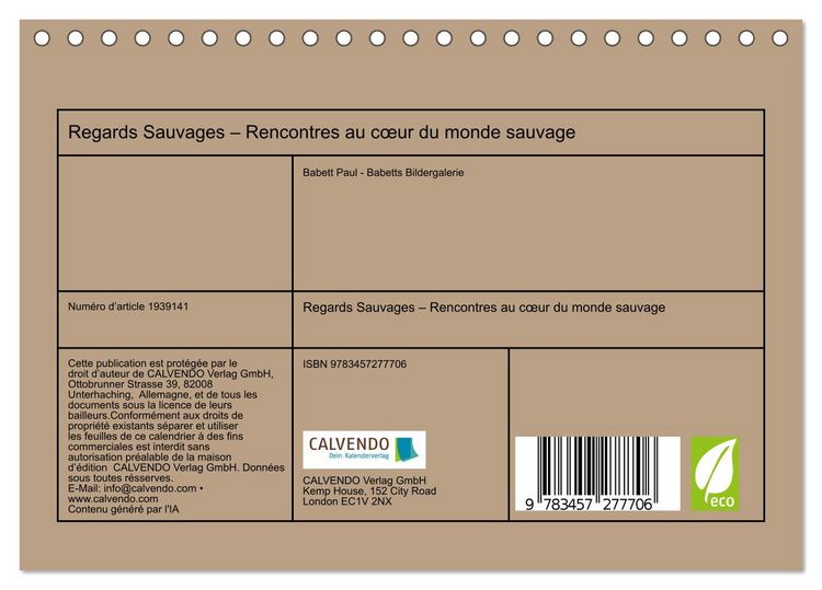 Produktbild: Regards Sauvages &ndash; Rencontres au c&oelig;ur du monde sauvage (Calendrier de bureau 2026 DIN A5 vertical), CALVENDO calendrier mensuel