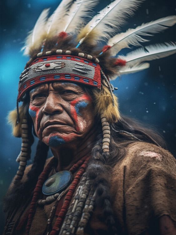 Produktbild: CALVENDO Puzzle Stolzer Blick: Ein H&auml;uptling und sein majest&auml;tischer Kopfschmuck | 1000 Teile Lege-Gr&ouml;&szlig;e 64x48cm Foto-Puzzle f&uuml;r gl&uuml;ckliche Stunden