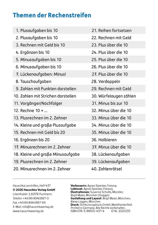 Produktbild: Meine &Uuml;bungsstreifen Rechnen lernen &ndash; 1. Klasse: Zahlen bis 20