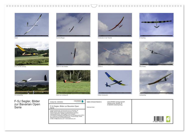 Produktbild: F-5J Segler, Bilder zur Bavarian Open Serie (Wandkalender 2026 DIN A2 quer), CALVENDO Monatskalender