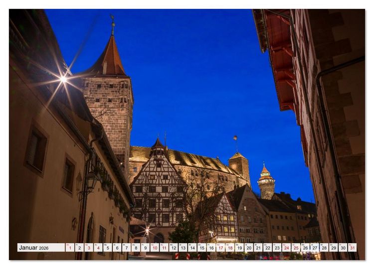 Produktbild: N&uuml;rnberg - Am Tag und in der Nacht (Wandkalender 2026 DIN A4 quer), CALVENDO Monatskalender