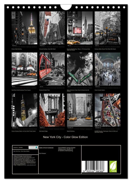 Produktbild: New York City - Color Glow Edition (Wandkalender 2026 DIN A4 hoch), CALVENDO Monatskalender