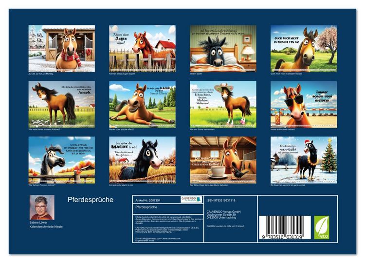 Produktbild: Pferdespr&uuml;che (Wandkalender 2026 DIN A4 quer), CALVENDO Monatskalender