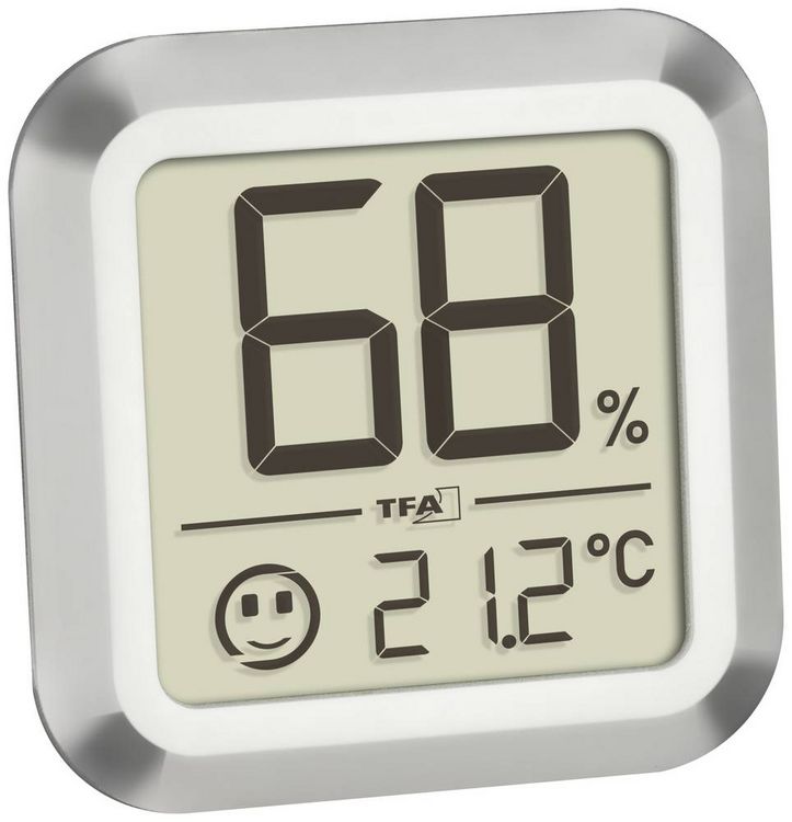 Produktbild: TFA Dostmann Humidore Thermo-/Hygrometer Silber 30.5056.54
