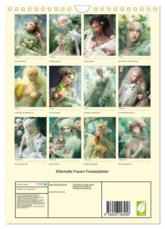 Produktbild: Elfenhafte Frauen Fantasiebilder (Wandkalender 2026 DIN A4 hoch), CALVENDO Monatskalender