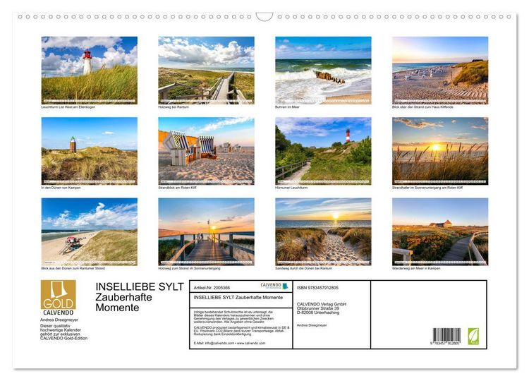 Produktbild: INSELLIEBE SYLT Zauberhafte Momente (Wandkalender 2026 DIN A2 quer), CALVENDO Monatskalender
