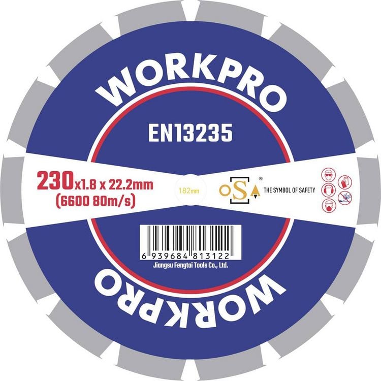 Produktbild: WorkPro GSOSSE-4 Trennscheibe 230 mm 1 St. Keramik, Porzellan, Marmor, Mauerwerk, Glas, Kalkstein, Granit, Naturstein, Sandstein