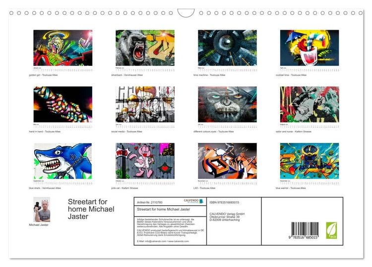 Produktbild: Streetart for home Michael Jaster (Wandkalender 2026 DIN A3 quer), CALVENDO Monatskalender