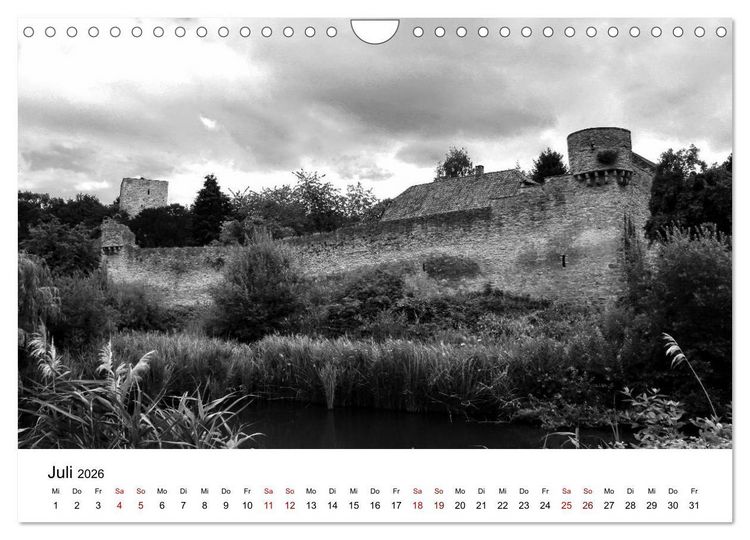 Produktbild: Burgen in schwarzwei&szlig; - Wie aus alten Zeiten (Wandkalender 2026 DIN A4 quer), CALVENDO Monatskalender