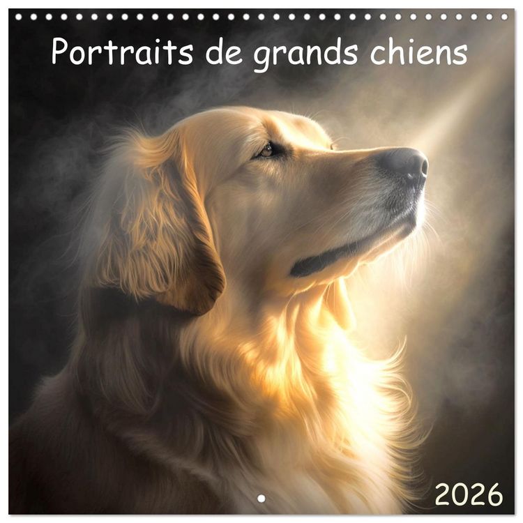 Produktbild: Portraits de grands chiens (Calendrier mural carr&eacute; 2026 30x30 cm) Calendrier double avec une page pour vos prises de notes