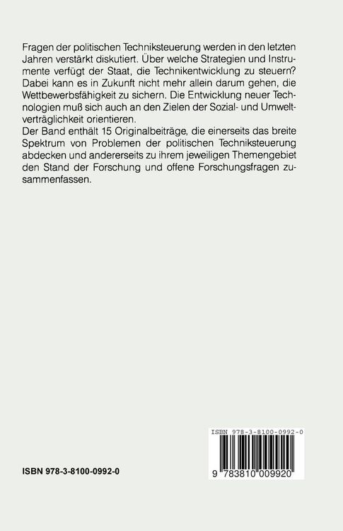 Produktbild: Politische Techniksteuerung