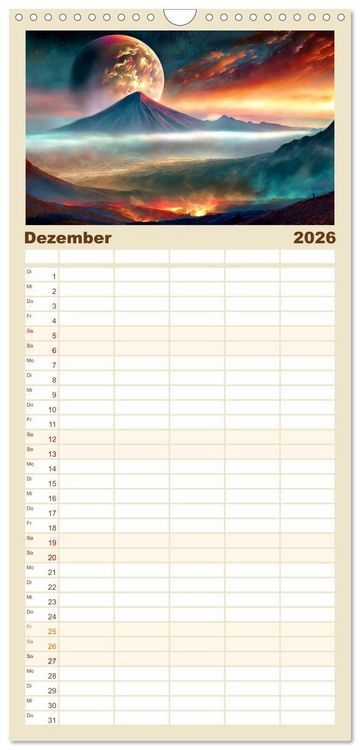 Produktbild: Familienplaner 2026 - Der Zauber fremder Welten mit 5 Spalten (Wandkalender, 21 x 45 cm) CALVENDO