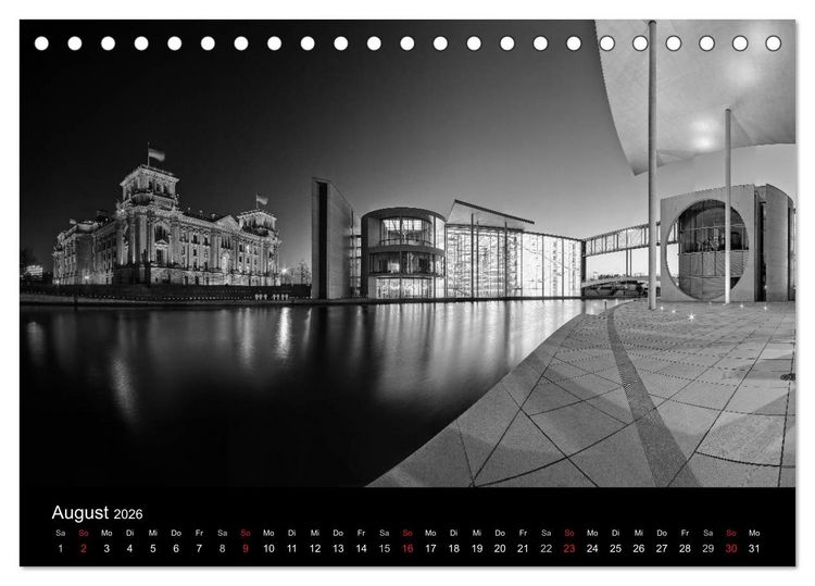 Produktbild: Berlin Monochrome (Tischkalender 2026 DIN A5 quer), CALVENDO Monatskalender
