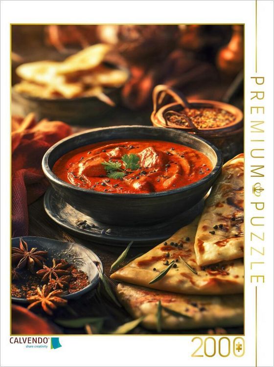 Produktbild: CALVENDO Puzzle Curry, aromatisch, w&uuml;rzig & mit Naan | 2000 Teile Lege-Gr&ouml;&szlig;e 90x67cm Foto-Puzzle f&uuml;r gl&uuml;ckliche Stunden